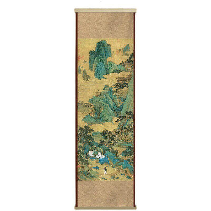 a6l听琴图布艺挂画民宿装饰中式墙画书房古风客厅壁画茶室品茶图