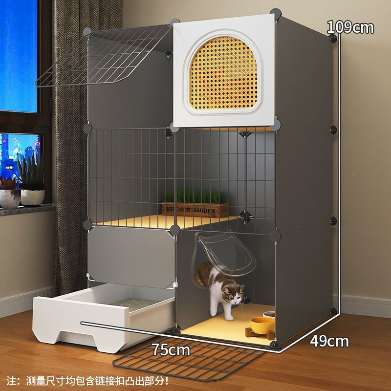 猫别墅一体室内猫咪笼子猫窝一室一厅一卫猫厕所家用超大自由空间