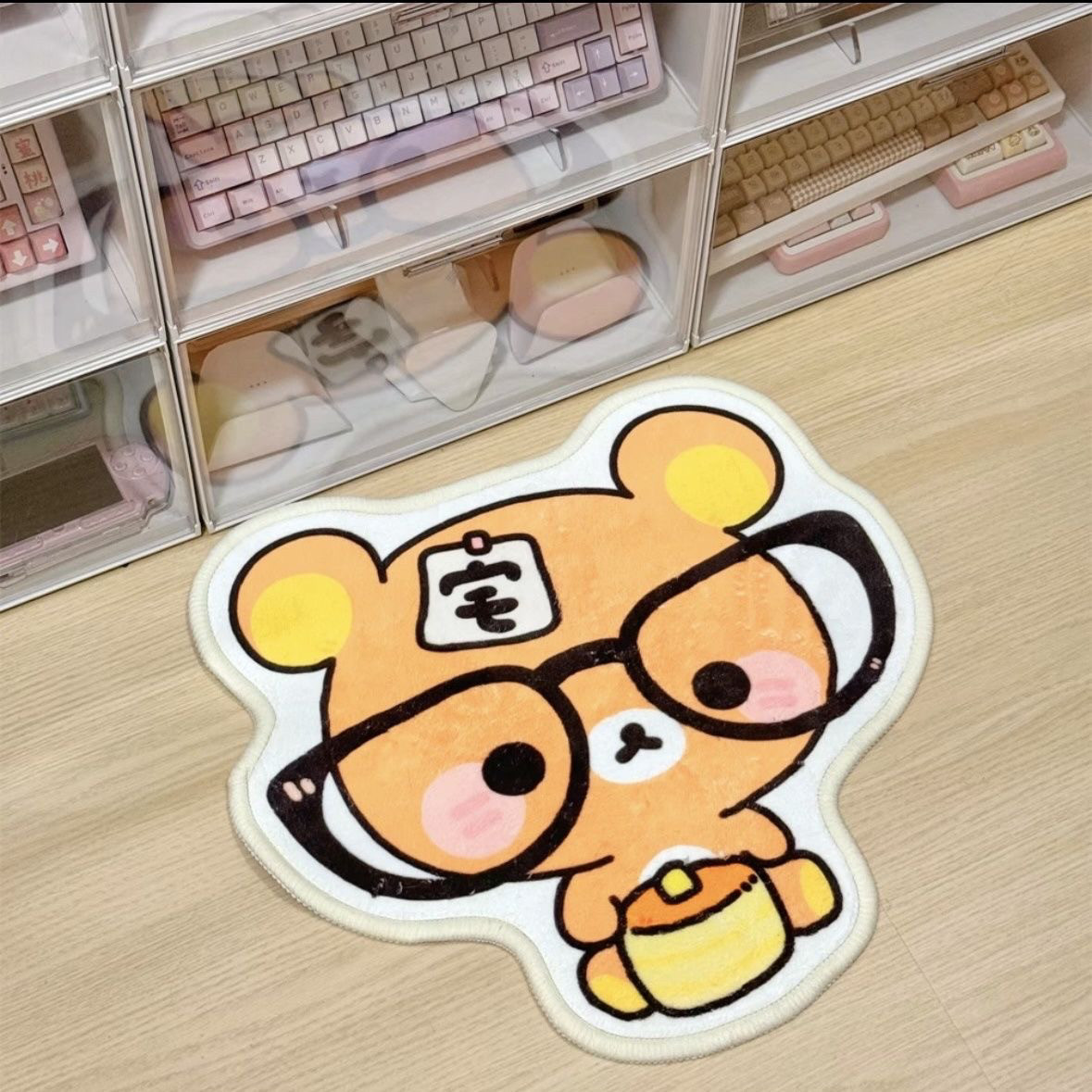 宅宅轻松熊可爱异形小蛋糕少女心地毯ins装饰卧室床边毯客厅地垫