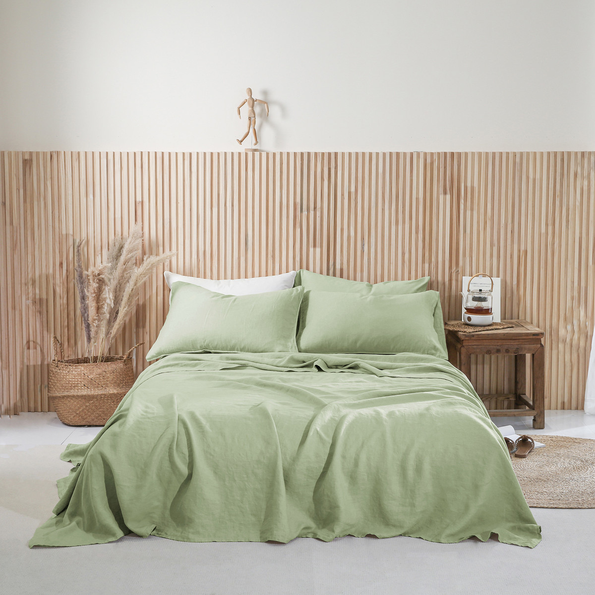 色织水洗亚麻窗帘14支纯色280cm亚麻布料家纺床品沙发面料蓝布