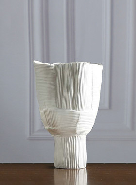 间高脚大口花瓶花器摆件家居客厅玄关软装样品现代简约装饰品摆设