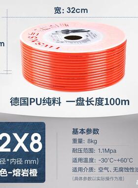 热销山耐斯气管PU管8mm6/10/12/16/14mm空压机透明管气动软管8x5