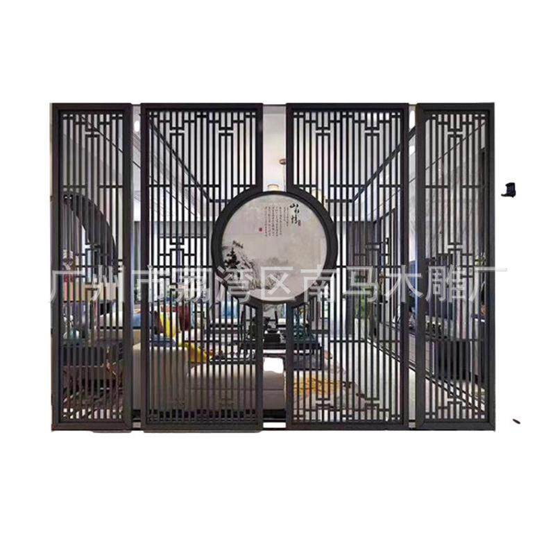 厂家批发中式客厅半透明乔其纱玄关隔断墙酒店餐厅办公落地屏风