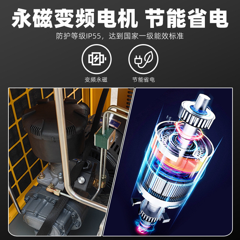 高压气泵空压机静音螺杆永磁木工用空压机小型变频螺杆空气压缩机