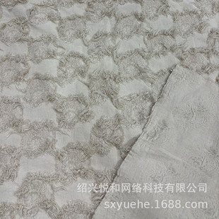 亚麻棉麻本色腰果波浪提花簇绒流苏剪花面料秋冬抱枕家纺用布