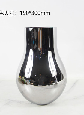 北欧售楼处电镀银色花瓶家居插花客厅装饰品摆件艺术玻璃饰品