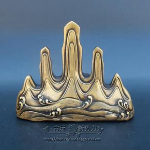 文房四宝杂件古玩纯铜摆件纯铜山笔架镇纸工艺品家居风装饰品