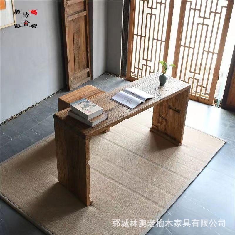 老榆木仿古琴桌共鸣实木茶桌国学古筝长方形书法桌实木桌画画桌