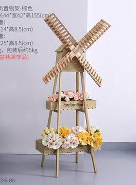 7wlo田园木质多功能花架置物架花店橱窗装饰陈列展架花车复古推
