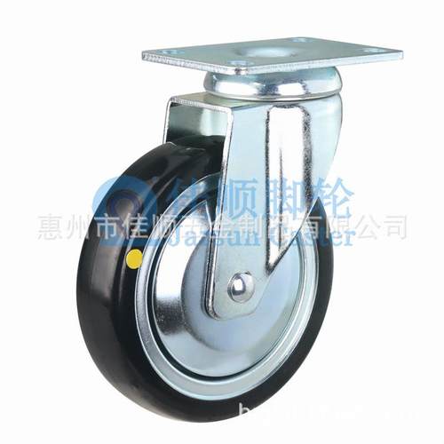 优质橡胶导电脚轮橡胶钢芯防静电脚轮rohs橡胶脚轮平板丝杆插杆