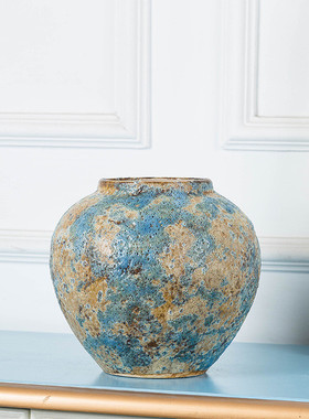 景德镇陶瓷花瓶厂家手工粗陶复古罐子怀旧现代简约花盆干花插花