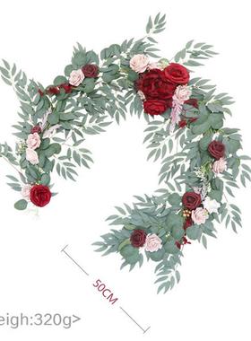 婚礼仿真桌花餐桌生日宴会装饰长条藤条布置商场橱窗藤蔓拖尾花