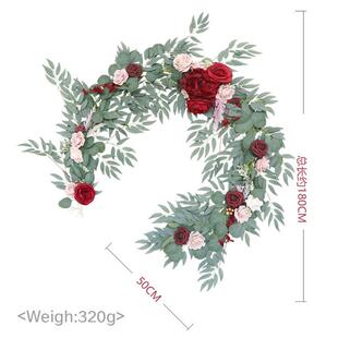 婚礼仿真桌花装饰生日宴会餐桌长条藤条布置商场橱窗藤蔓花拖尾