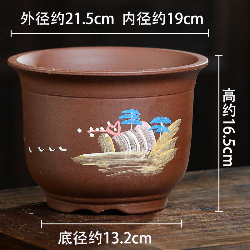 宜兴特大号紫砂兰花盆君子兰大口径绿萝盆幸福树绿植盆景阳台透气