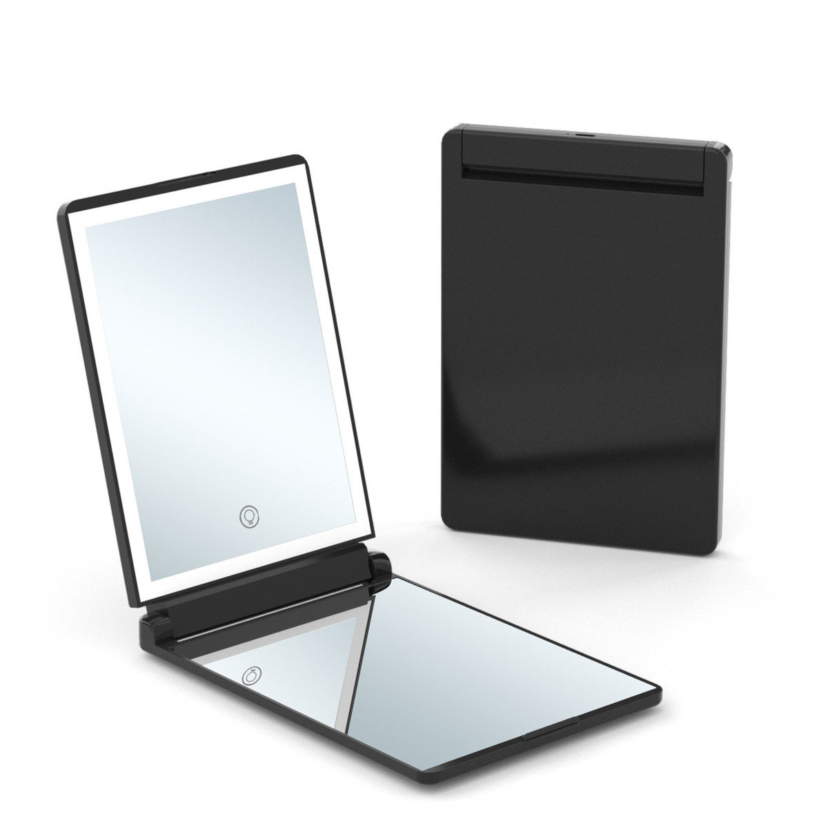 工厂折叠led化妆镜子带灯手持便携桌面放3x化妆大三色光批发定制