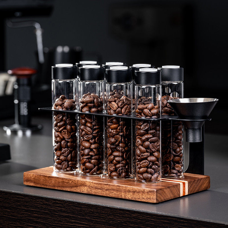 咖啡豆密封罐分装瓶试管展示架单向排气阀咖啡豆保存罐专用闻香瓶
