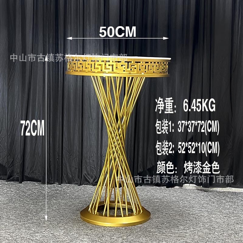 新甜品台婚庆道具路引金色铁艺家居宴会厅酒店道具花器美陈摆件