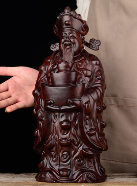 木雕摆件财神爷实木质雕刻佛像木头供奉家居客厅装饰办公工艺礼品