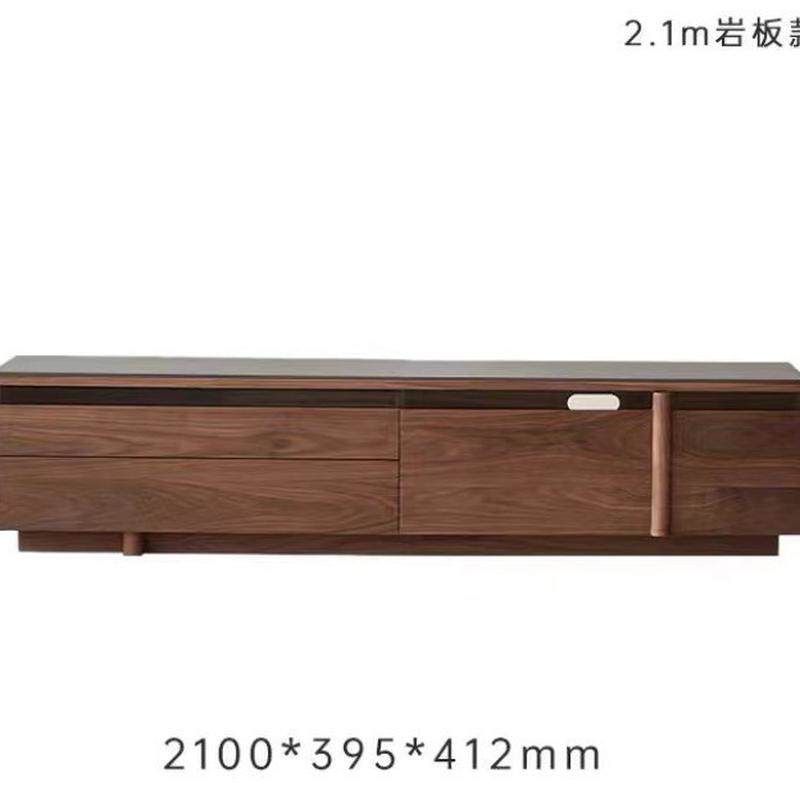 北欧简约储物柜电视柜家用小户型客厅实木落地试听柜黑胡桃木原木