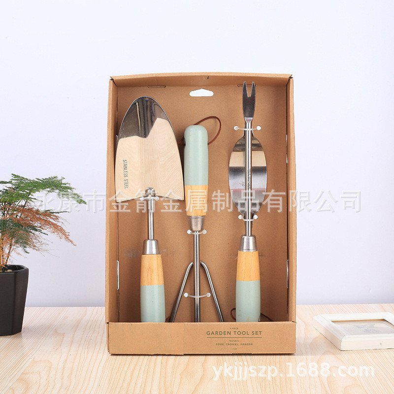 定制木柄套色组不锈钢套户外刨土起草器工具套装批发家用园林工具
