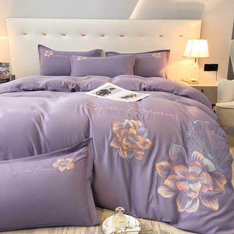 法式轻奢亲100支磨毛四件套高级感肤刺绣被套简约风大气床上用品,床上用品,床品套件/四件套/多件套,淘宝优惠券,粉丝福利购,淘宝优惠卷