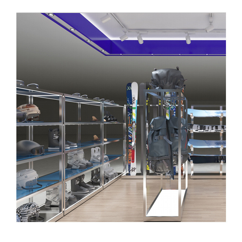 滑雪板展厅金属货架挂墙雪具展示架滑雪道具展示柜设计定制展柜台