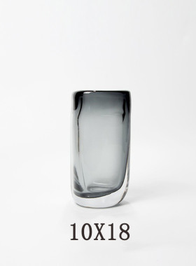 简约现代玄关三角透明水培玻璃花器迷迭香仿真花烟灰色装饰摆件