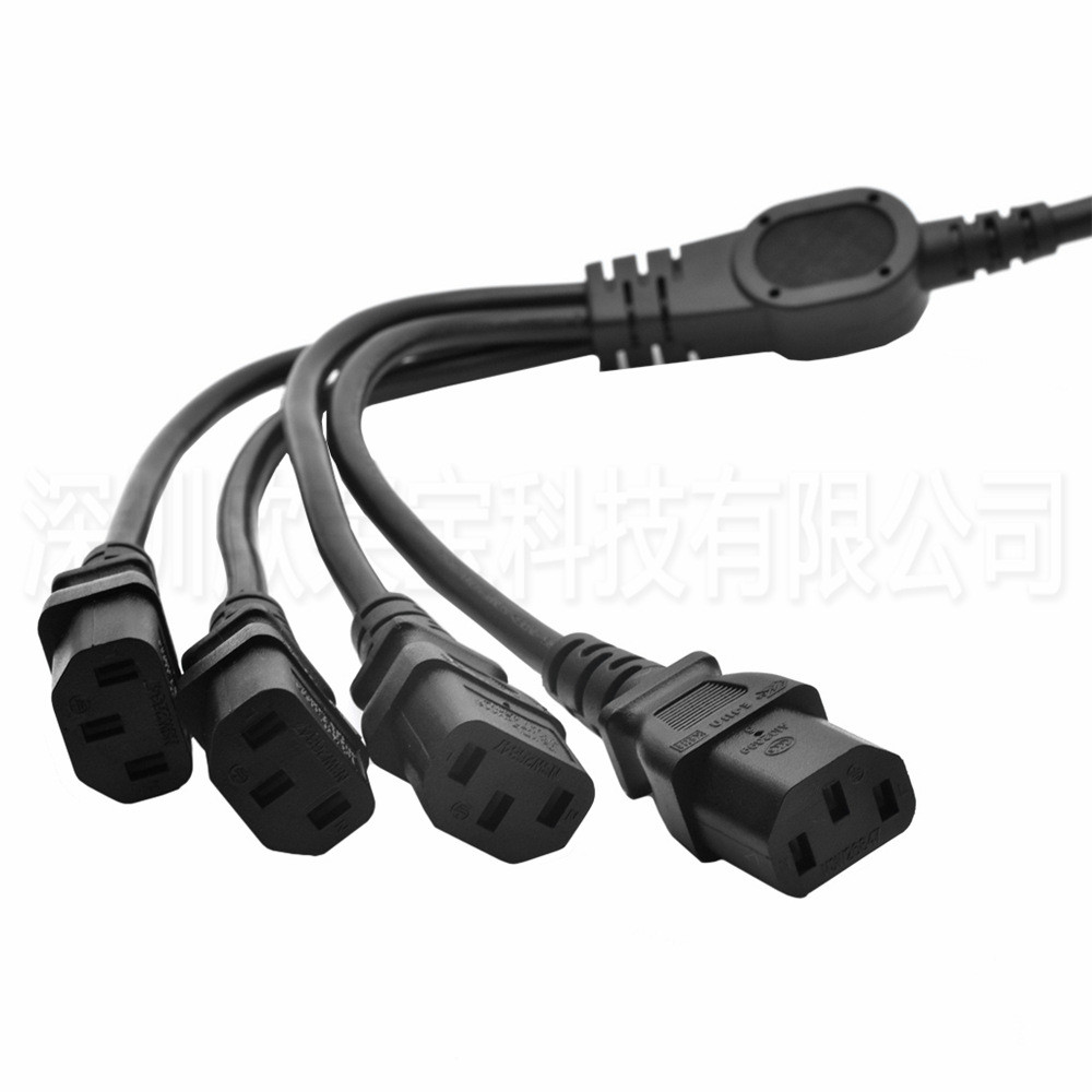 iec320c14公插头转四位c13母品字公品字尾插头连接线y型器分路线