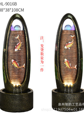 大型欧式孔雀喷泉流水摆件客厅阳台落地家居水景别墅加湿器装饰品