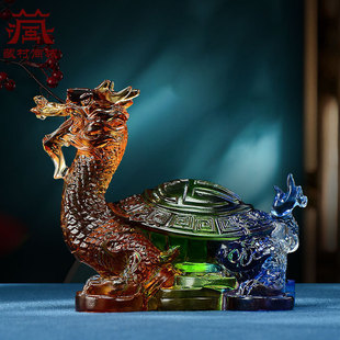 饰摆件 琉璃龙龟四神兽金钱龟办公室桌面工艺品家居书房玄关装