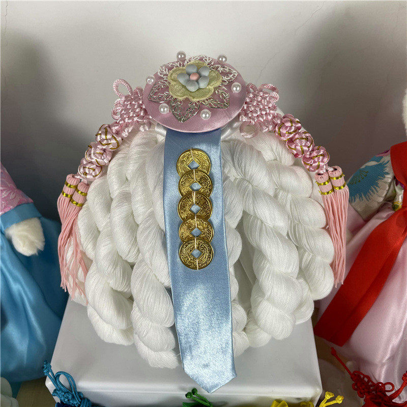 朝鲜族宝宝周岁抓周用品长寿摆件传统生日派对桌韩式线装饰白线包