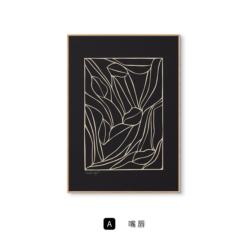 黑白默想北欧客厅黑白多联组合画文艺人物卧室挂画工作室玄关画