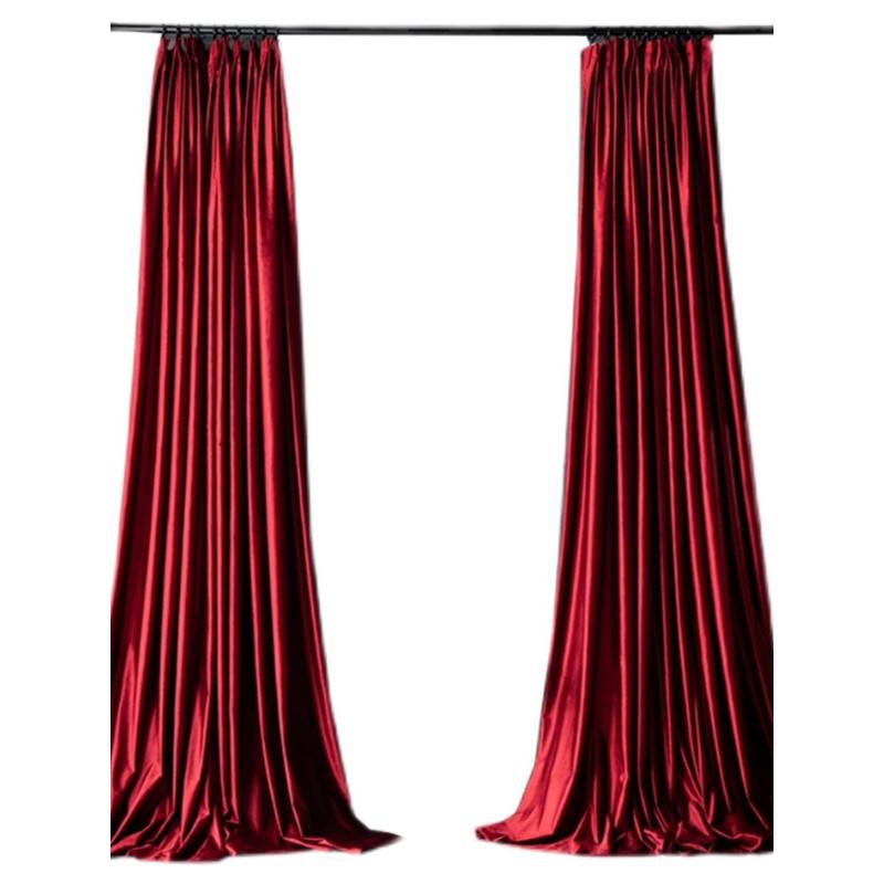 中式加厚轻奢丝绒窗帘加厚遮光红色复古家用民宿纯色背景绒布新品