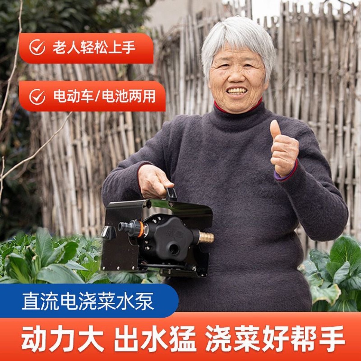 充电式大功率菜地浇水神器电动车抽水泵农用灌溉48V直流水泵