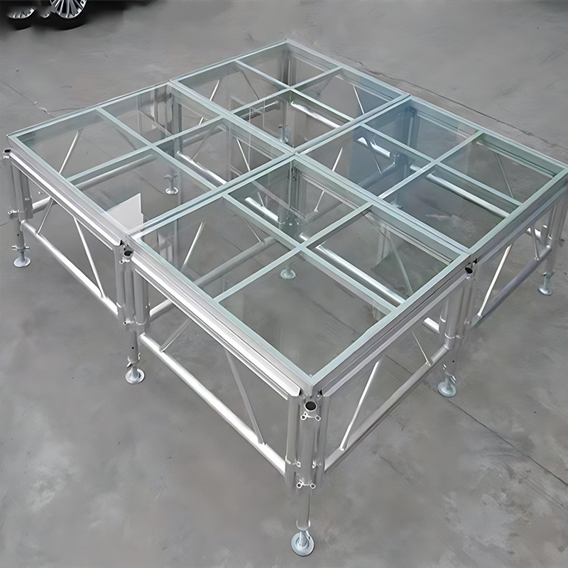 厂家供应玻璃铝合金舞台舞台t台钢化玻璃婚庆拼装升降玻璃舞台架