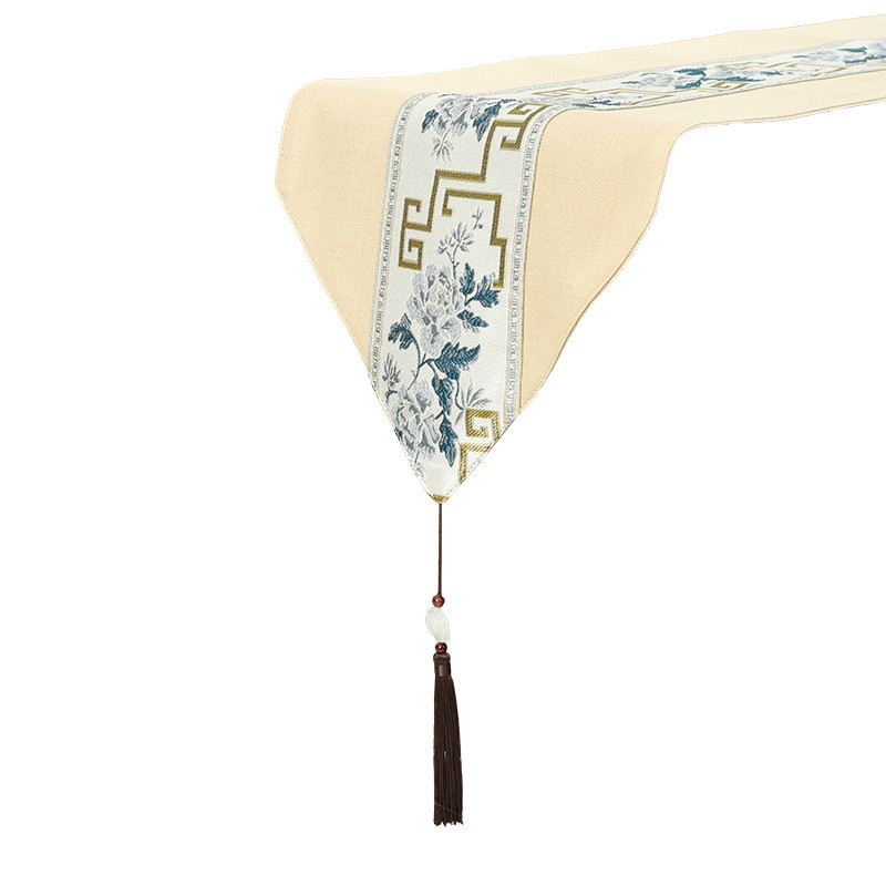 新中式布艺桌旗中式禅意餐桌茶台茶席茶几电视柜桌布长条床旗定制