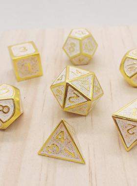热销【现货闪粉金属骰子新款七粒多面体骰子套装】dnd跑团