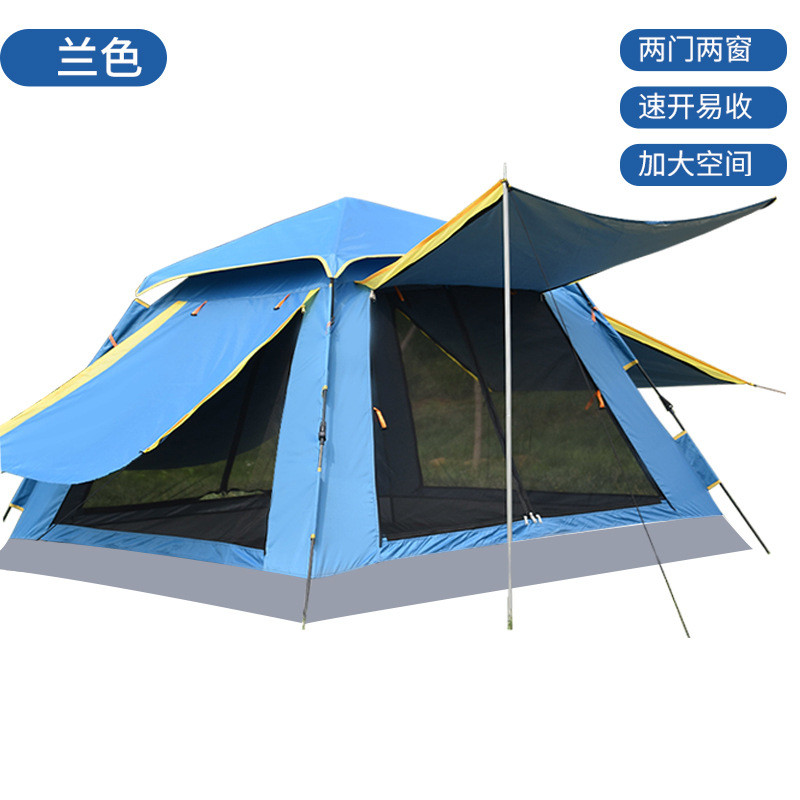 帐篷厂家批发户外用品3-4人弹簧全自动速开帐篷野营露营四方顶帐