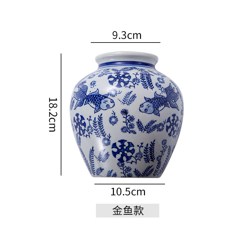 景德镇陶瓷手绘青花瓷花瓶植物壁挂花盆新中式复古风墙饰壁饰插花