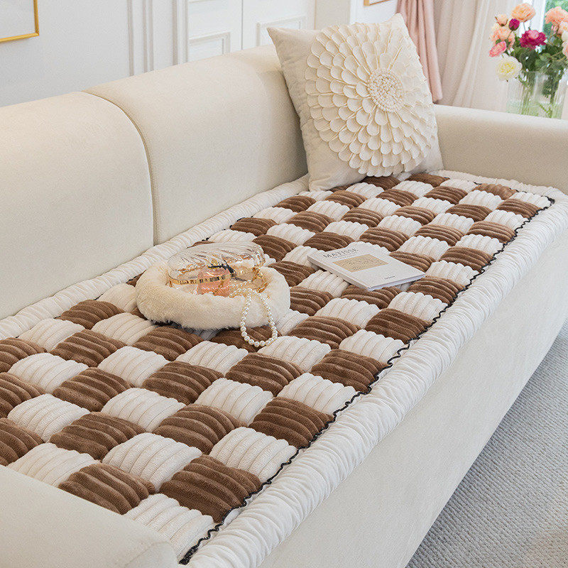 秋冬防滑加厚沙发垫毛绒奶油风轻奢高级感加厚馒头坐垫子飘窗垫