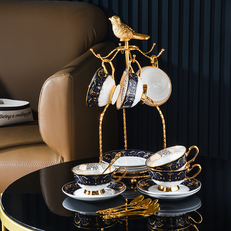 骨瓷杯杯精致咖啡轻奢碟套装家用英式下午茶杯组合茶具陶瓷水杯