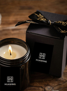 圆柱形黑色磨砂玻璃杯香味蜡烛定制蜡创意家居伴手礼香薰蜡烛大豆