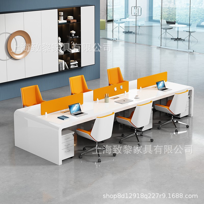 烤漆职员办公桌多人办公电脑桌椅简约现代屏风卡座员工位流线