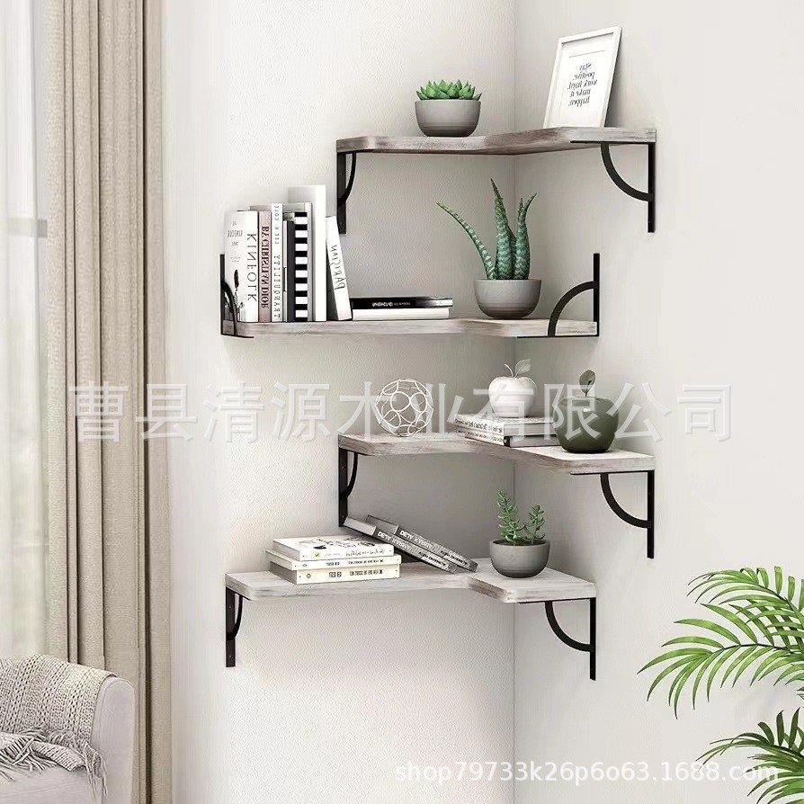 展示桐木l板转角架壁架铁木结合墙壁碳化架子收纳架浮动置物架