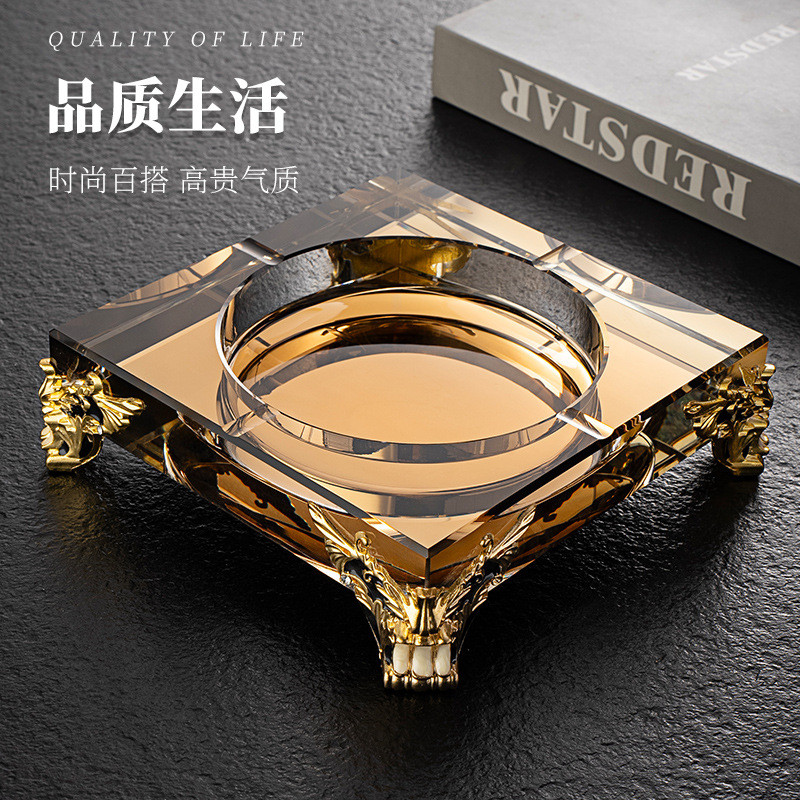 玻璃加深烟灰缸创意家用客厅轻奢高级感ktv酒吧商用酒店烟缸摆件