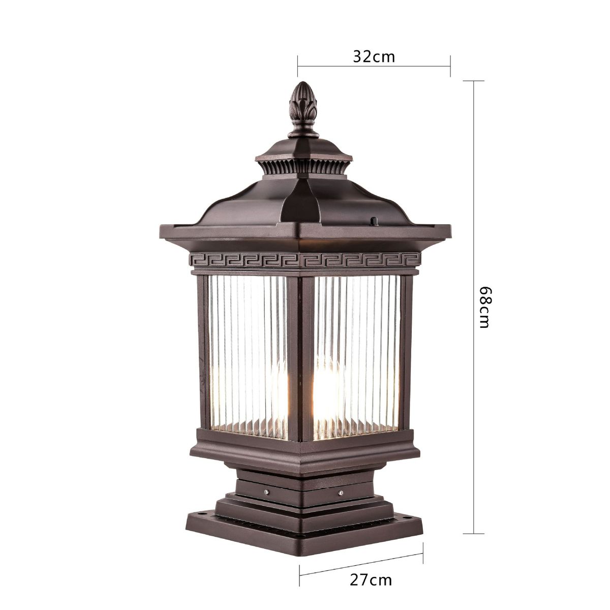 花园方形中式全铝柱头灯室外围墙别墅大门灯户外防水现货照明灯