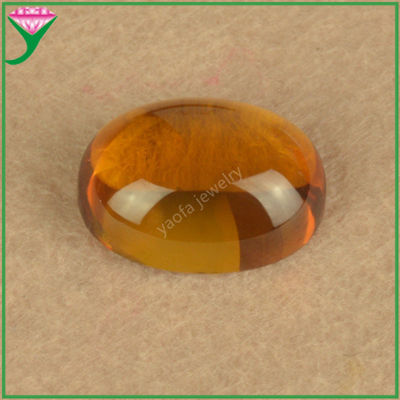 热销硬度高蛋22#深金黄色黄刚玉人造宝石平底素椭圆形面合成蓝宝