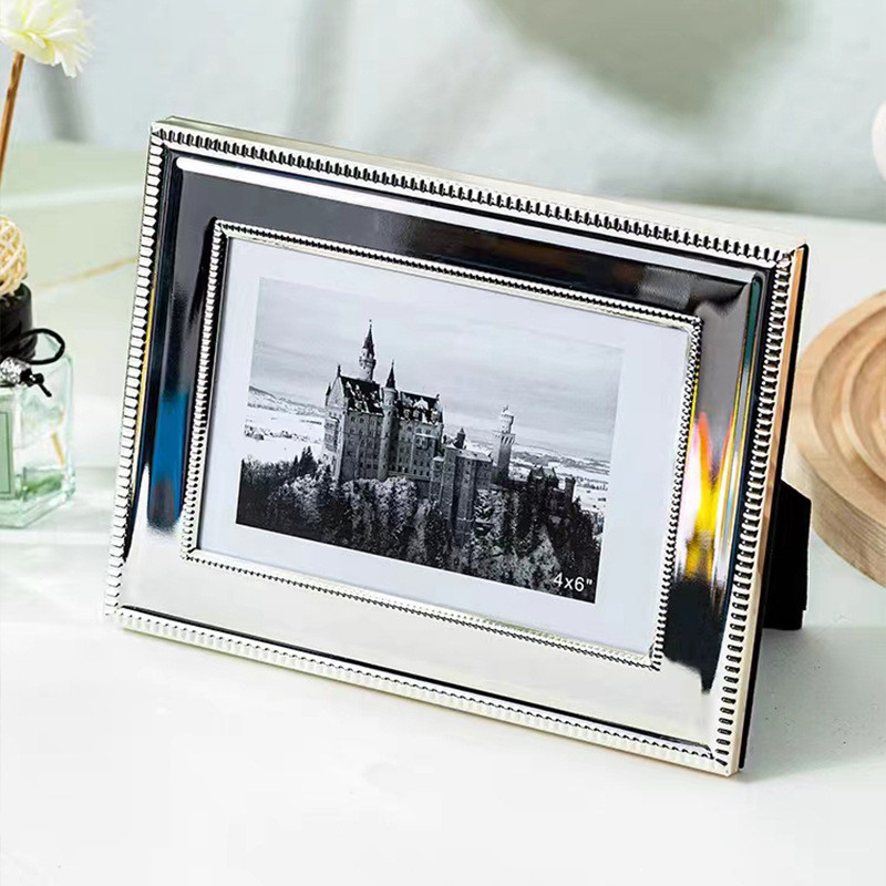 现代铝合金轻奢装饰相框镜面质感金属创意6寸7寸相框长方形画框