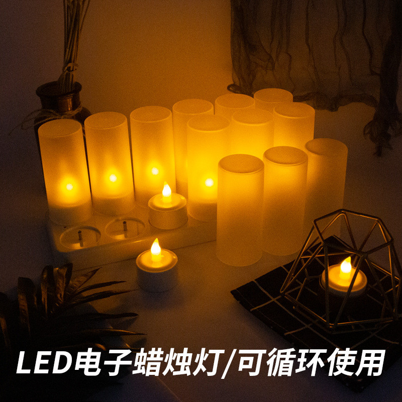 厂家直供循环工艺茶充电灯创意充电黄光慢闪led蜡烛灯小夜灯