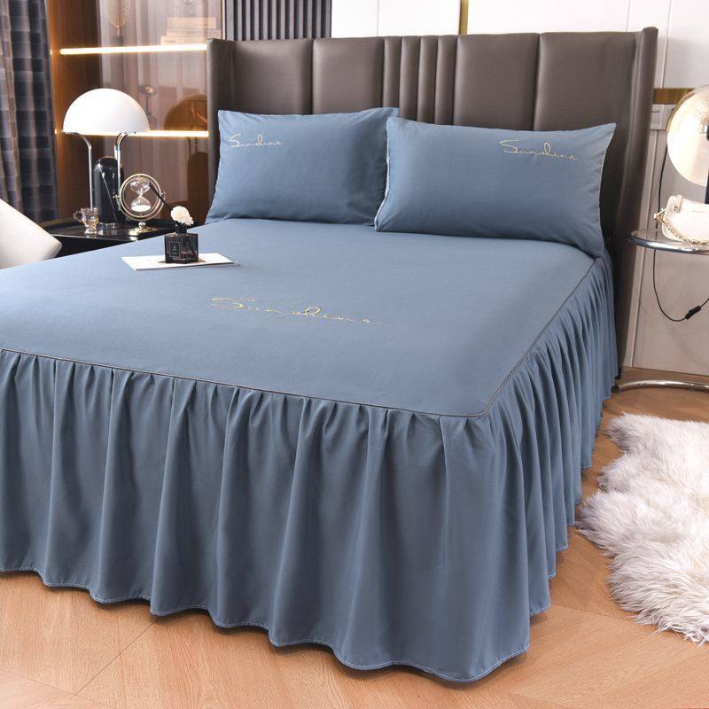 床罩四件套红色加厚床裙单件三件套床套婚庆床笠裙式新四季通用